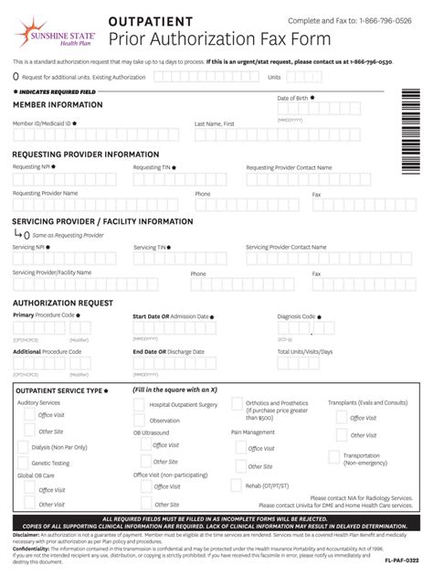 sunshine health authorization submission